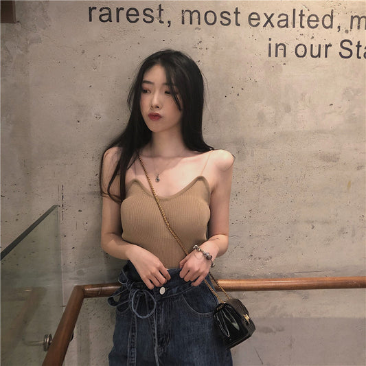Women's Simple Solid Color Knitted Camisole Vest