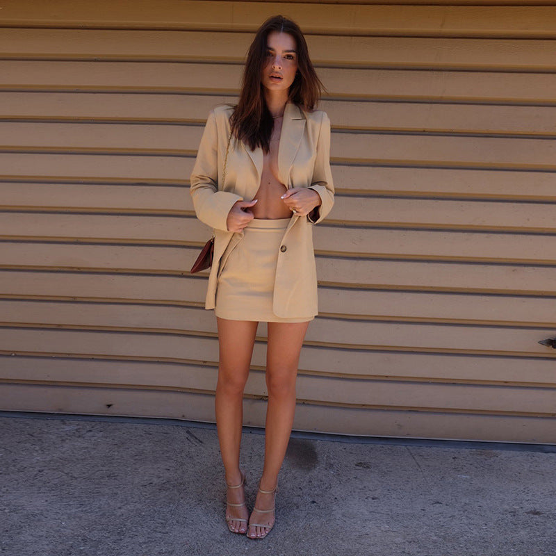 European American and Asian Fashion Solid Color Sexy Casual Suit