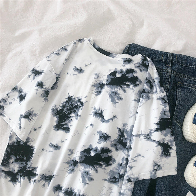 Tie-Dye Printed Short-Sleeved T-Shirt Female Harajuku Style Personality