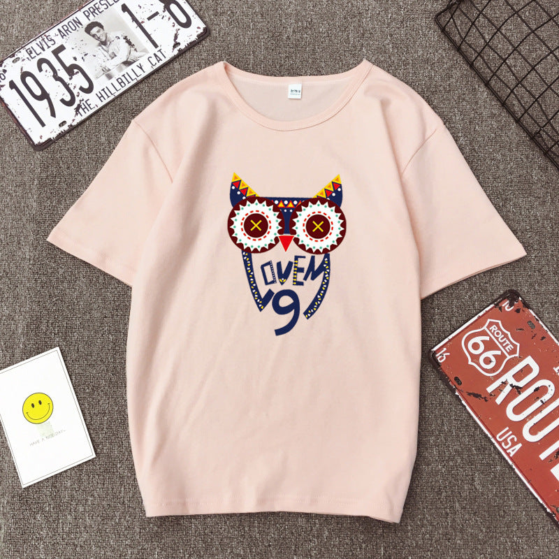 Cartoon Print Top Half Sleeve Bottoming Shirt T-shirt