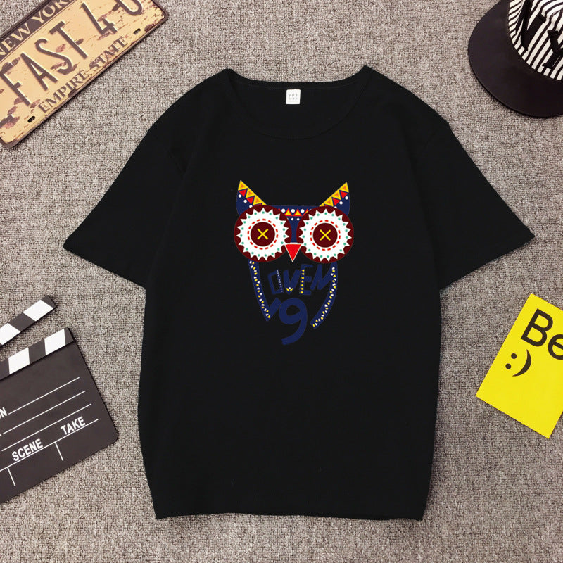 Cartoon Print Top Half Sleeve Bottoming Shirt T-shirt