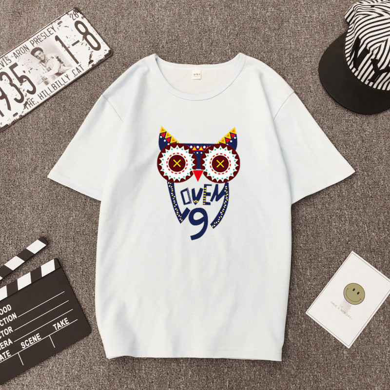 Cartoon Print Top Half Sleeve Bottoming Shirt T-shirt
