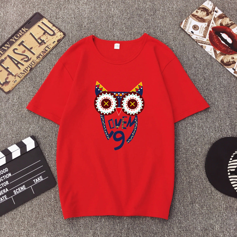 Cartoon Print Top Half Sleeve Bottoming Shirt T-shirt