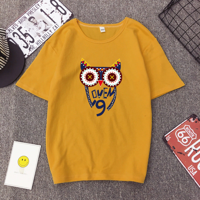 Cartoon Print Top Half Sleeve Bottoming Shirt T-shirt