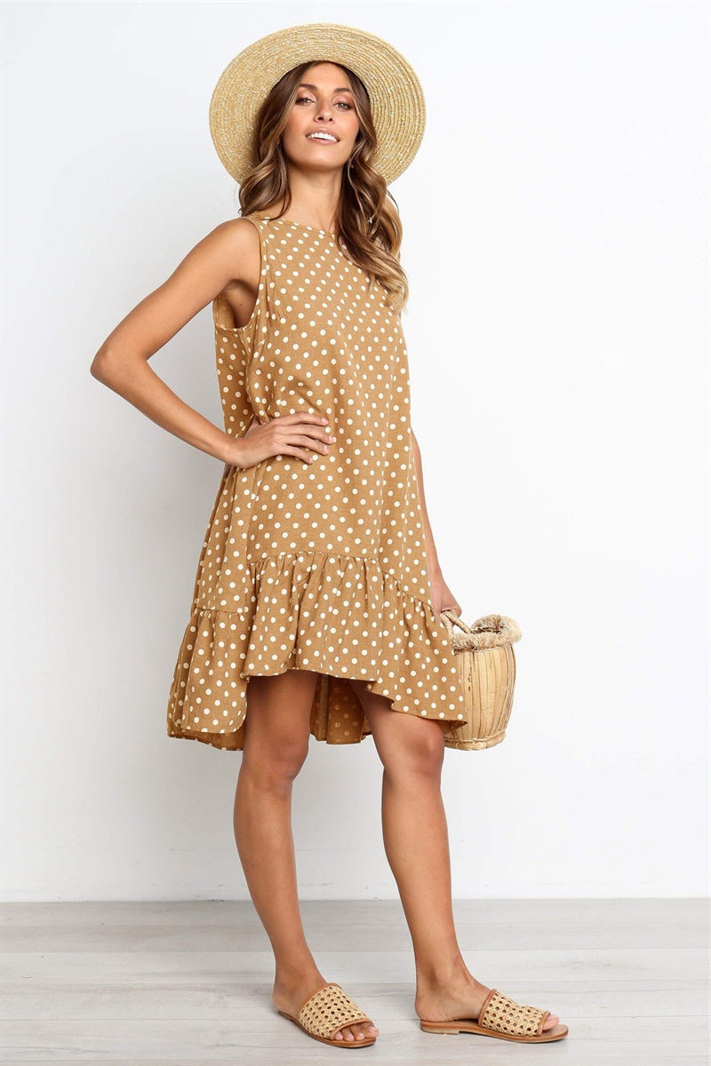 Fashion Printed Polka Dot Ruffled Women's Dress