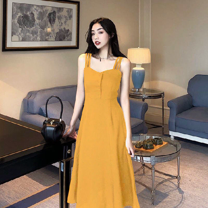 French Dress With Waist And Gentle Style