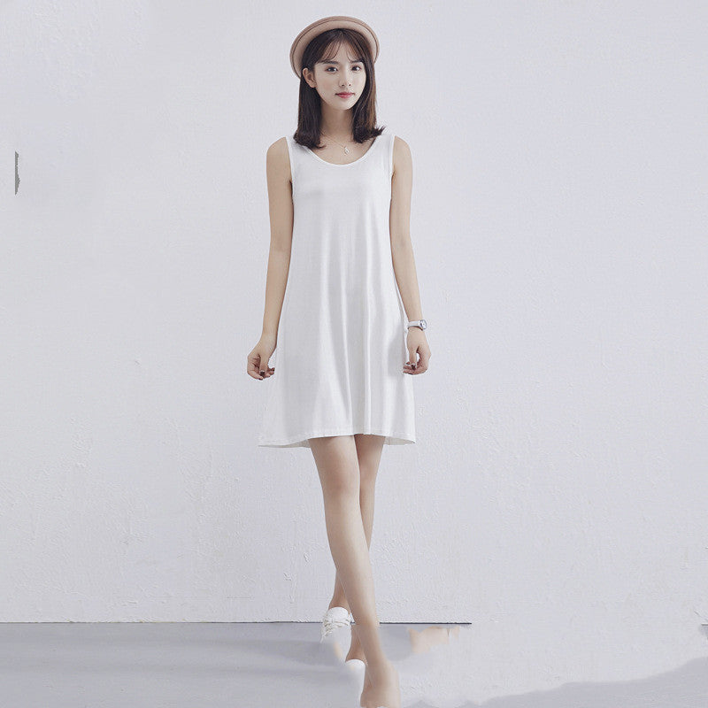 Summer Modal Dress Women's Mid-Length Sleeveless Bottoming