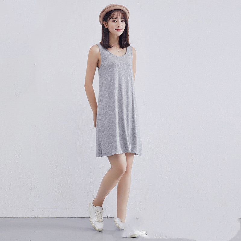 Summer Modal Dress Women's Mid-Length Sleeveless Bottoming