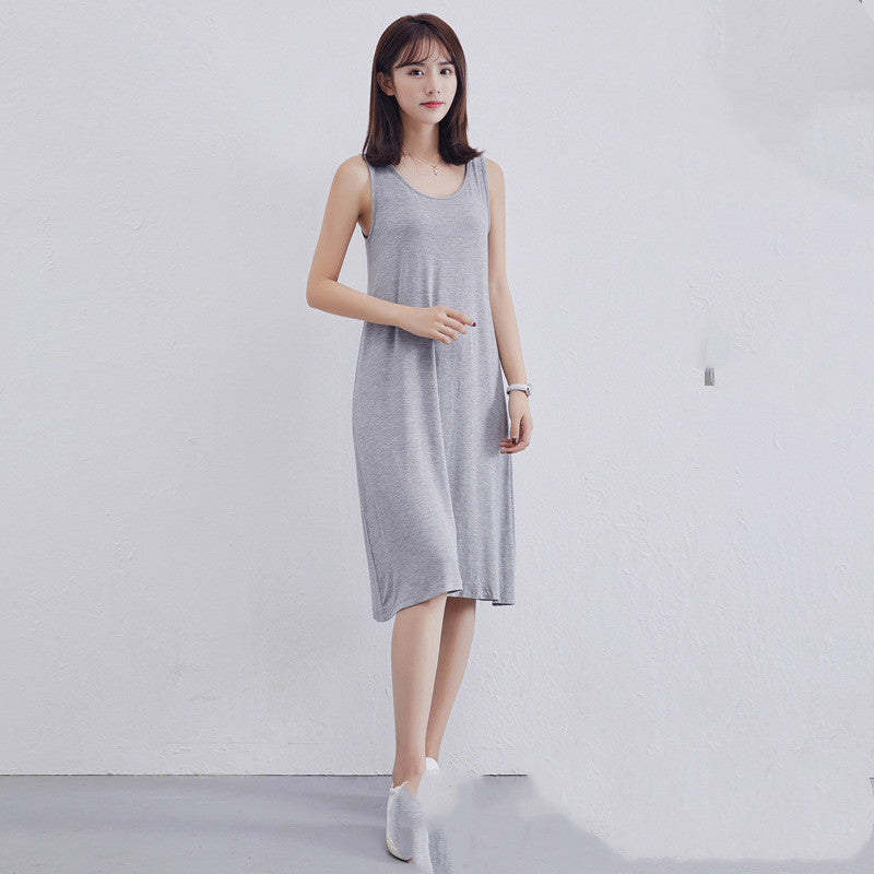 Summer Modal Dress Women's Mid-Length Sleeveless Bottoming