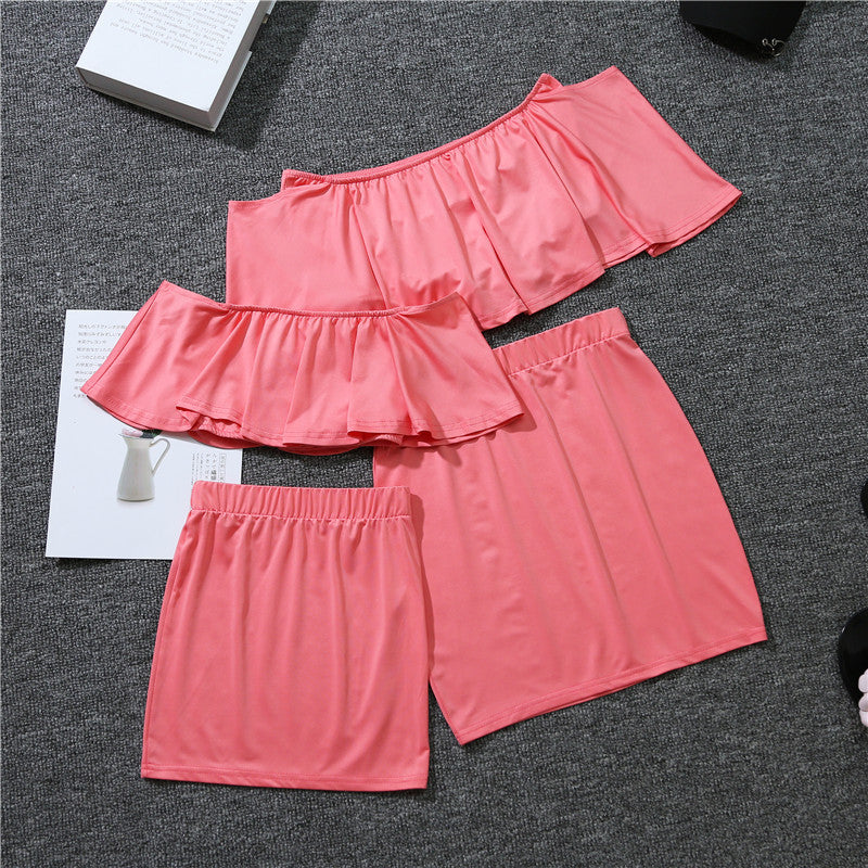 One-Word Ruffled Suit Skirt Mother And Daughter