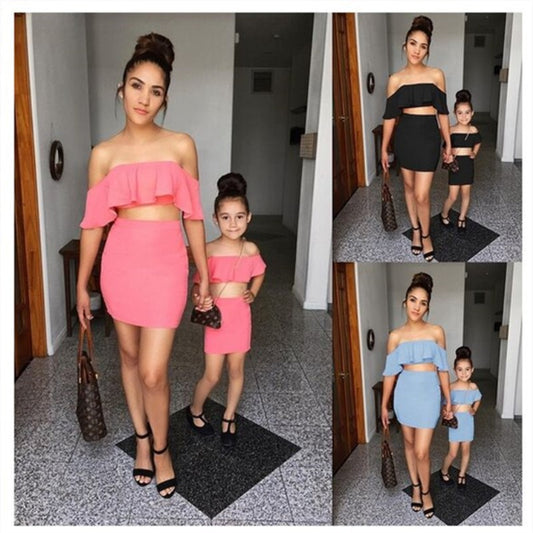 One-Word Ruffled Suit Skirt Mother And Daughter