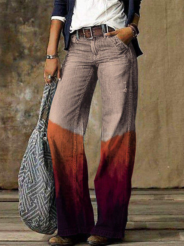 Women's Loose Faux Denim Wide-Leg Pants