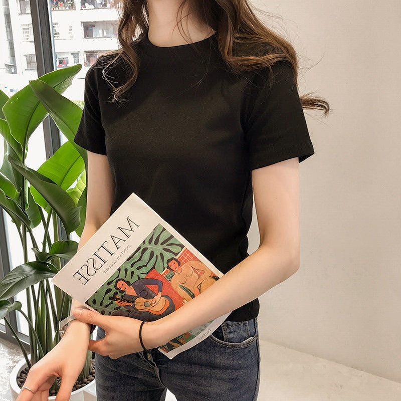 Letter Embroidery Slim Fashion Bottoming Women's Short Sleeve