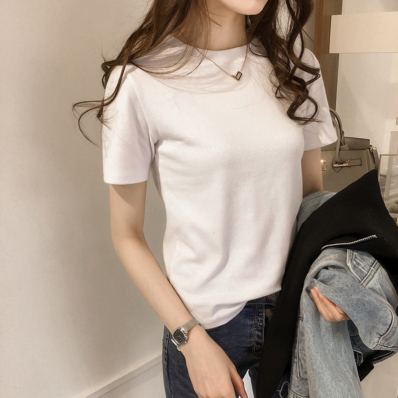 Letter Embroidery Slim Fashion Bottoming Women's Short Sleeve
