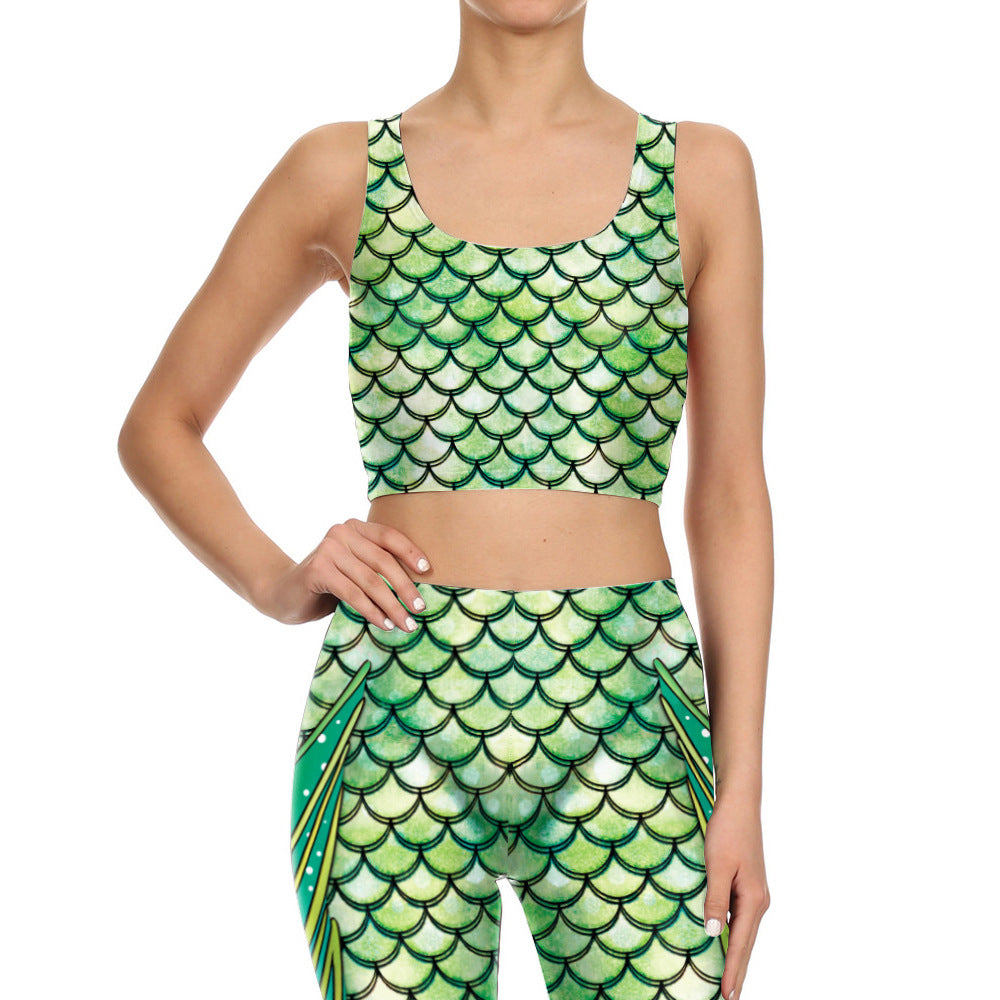 European And American Mermaid Scale 3D Digital Printing Sports And Leisure Suit
