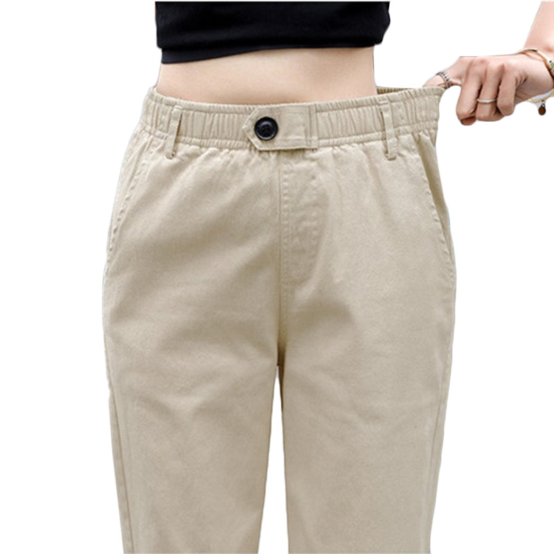 Daddy Pants Women's Loose Straight Nine Points Casual Student Granny Carrot High Waist Harem Pants