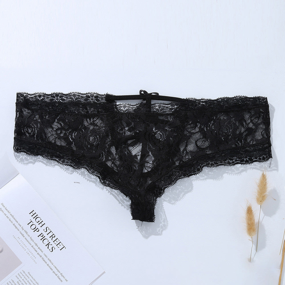 Sexy Lingerie Ladies Lace Transparent Bow Briefs Briefs Thong