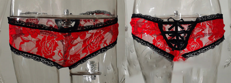 Sexy Lingerie Ladies Lace Transparent Bow Briefs Briefs Thong