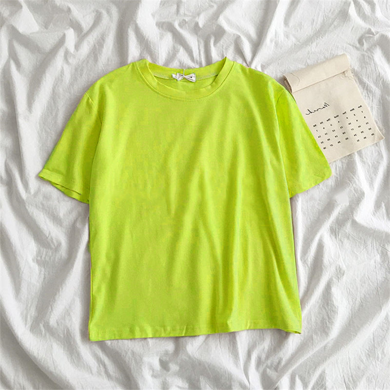 New Women'S Clothing Korean Student Loose Half Sleeve Solid Color Multifunctional Top