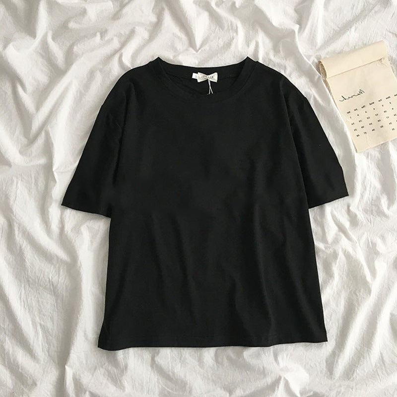 New Women'S Clothing Korean Student Loose Half Sleeve Solid Color Multifunctional Top