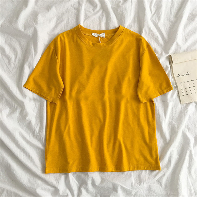New Women'S Clothing Korean Student Loose Half Sleeve Solid Color Multifunctional Top