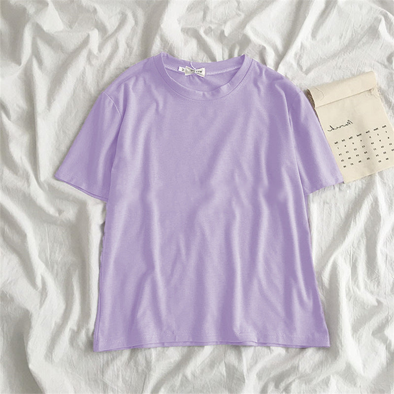 New Women'S Clothing Korean Student Loose Half Sleeve Solid Color Multifunctional Top