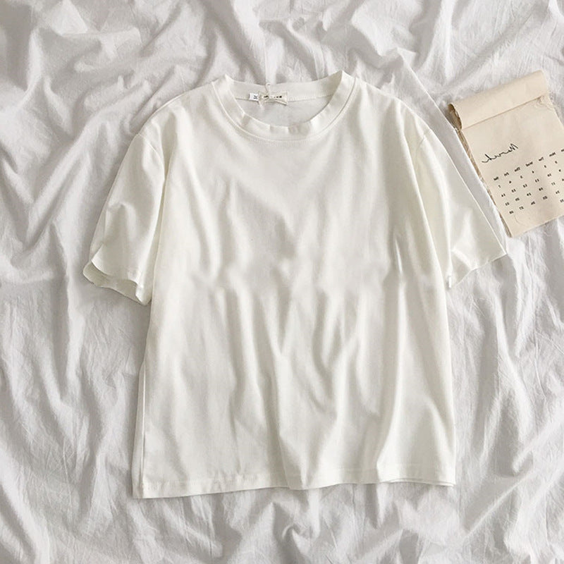New Women'S Clothing Korean Student Loose Half Sleeve Solid Color Multifunctional Top