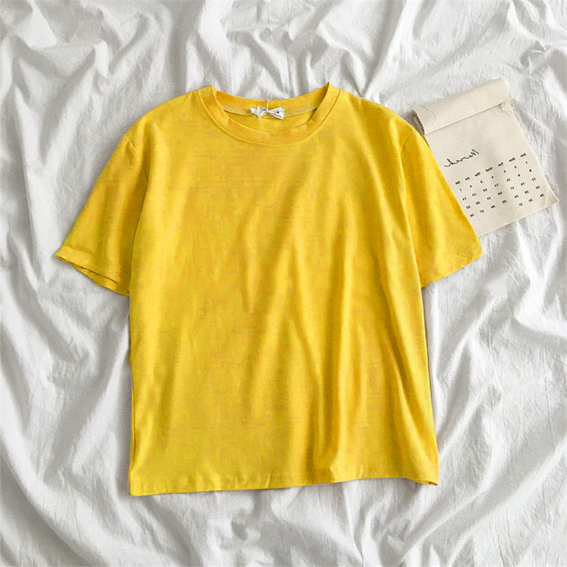 New Women'S Clothing Korean Student Loose Half Sleeve Solid Color Multifunctional Top
