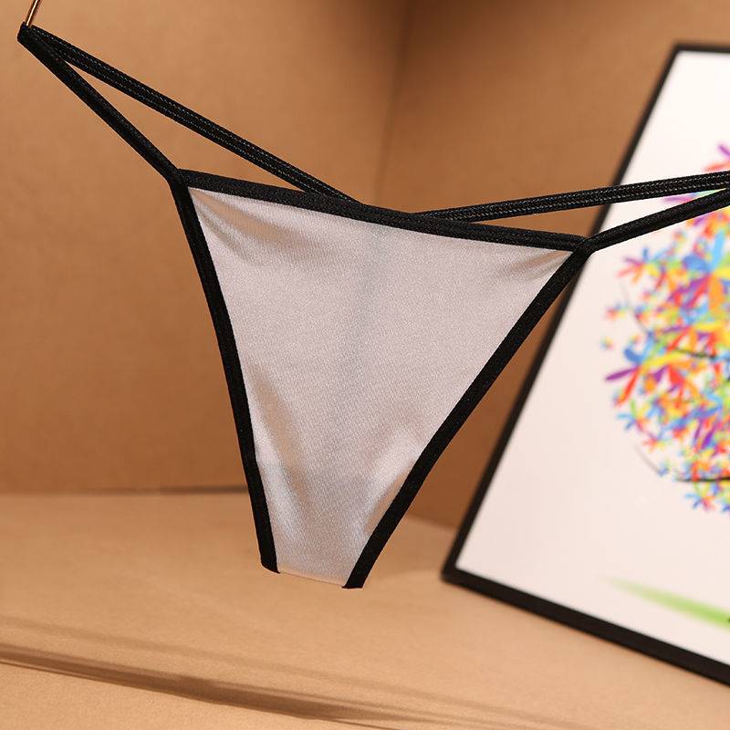 Sexy Briefs Women's Thong Stretch Satin Skin-Friendly Seamless Cotton Crotch Women's Panties T-Pants