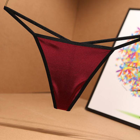 Sexy Briefs Women's Thong Stretch Satin Skin-Friendly Seamless Cotton Crotch Women's Panties T-Pants