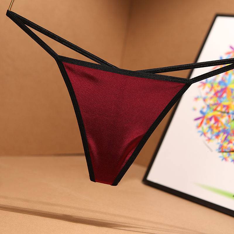 Sexy Briefs Women's Thong Stretch Satin Skin-Friendly Seamless Cotton Crotch Women's Panties T-Pants