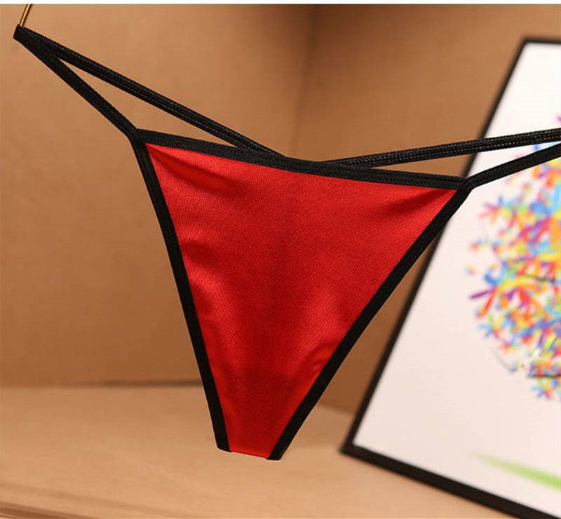 Sexy Briefs Women's Thong Stretch Satin Skin-Friendly Seamless Cotton Crotch Women's Panties T-Pants