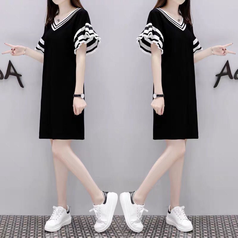 Summer New Women'S Loose And Thin V-Neck Dress