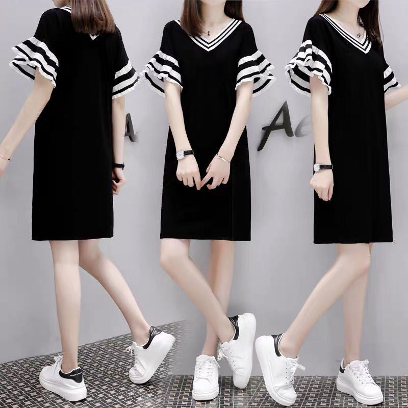 Summer New Women'S Loose And Thin V-Neck Dress