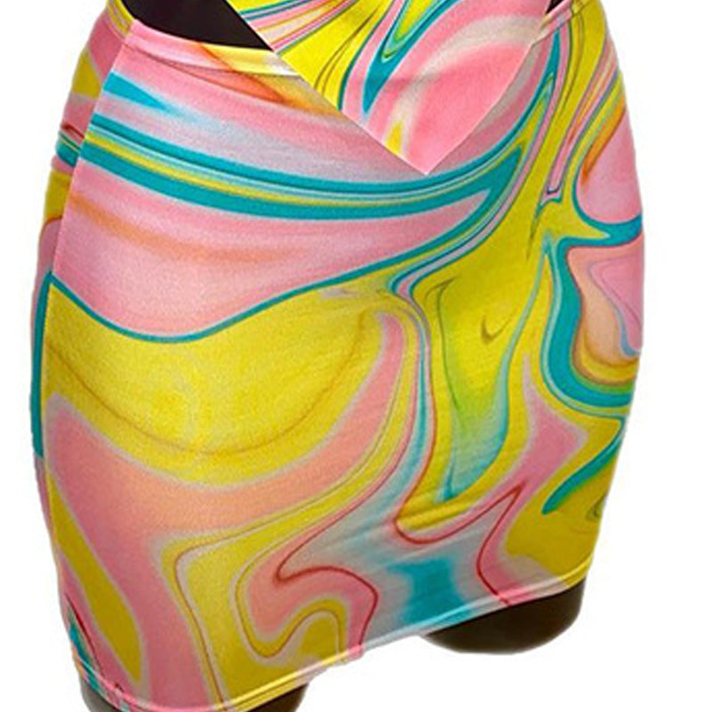Fashion Tie-Dye Print Bag Hip Skirt