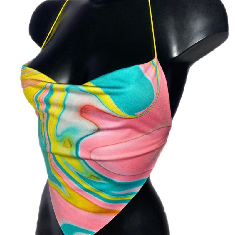 Fashion Tie-Dye Print Bag Hip Skirt