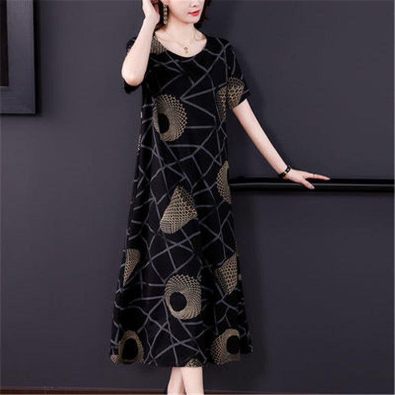 Short-sleeved Summer Slim Mid-length Skirt