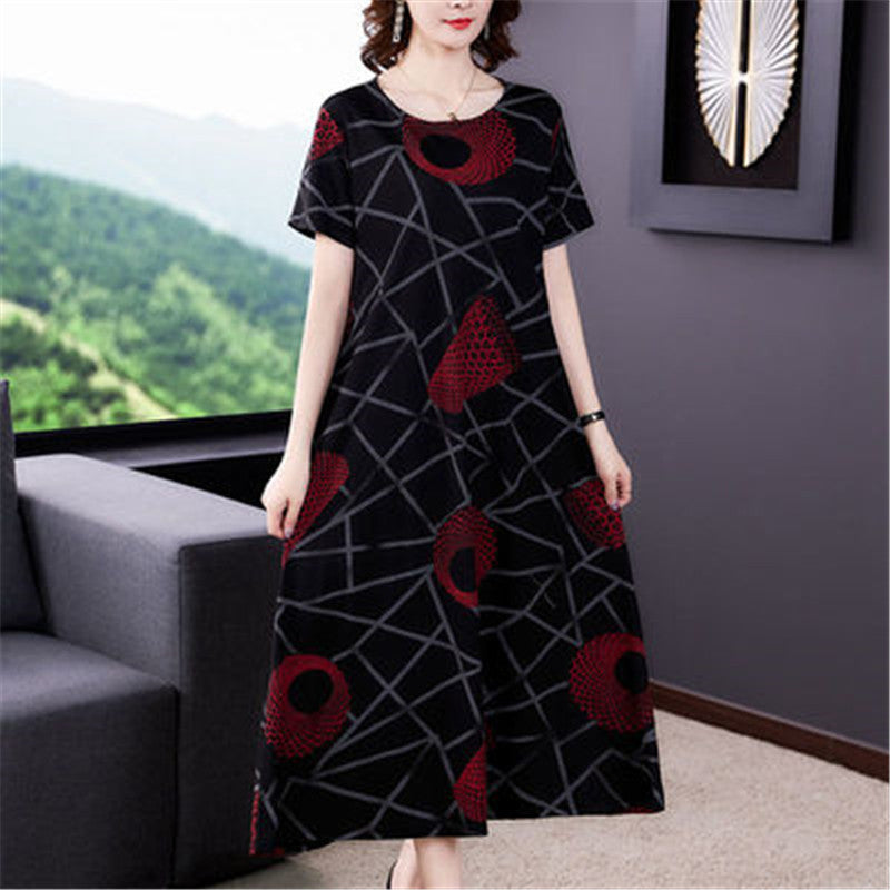 Short-sleeved Summer Slim Mid-length Skirt