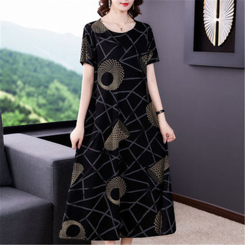 Short-sleeved Summer Slim Mid-length Skirt
