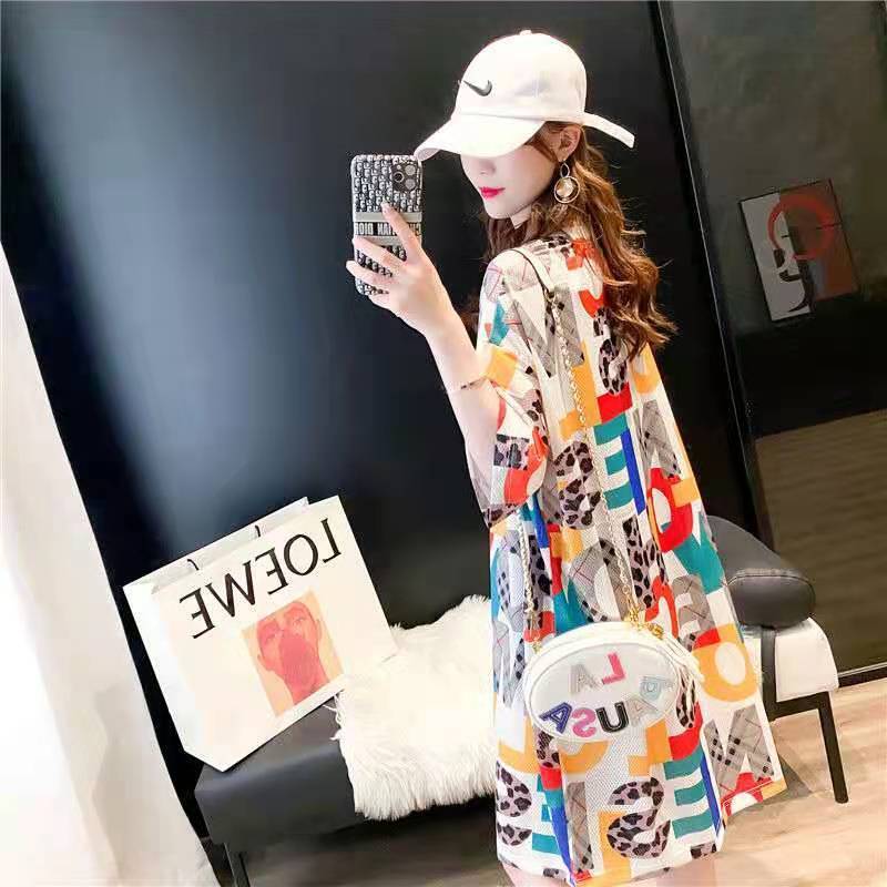 Women'S Mid-Length T-Shirt Dress Summer New Style Short-Sleeved Loose Oversized Women'S Dress Women'S Dress