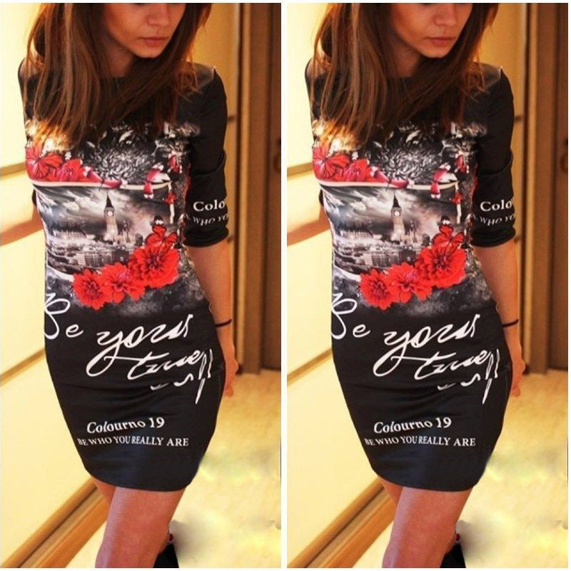 Personalized Print Slim Mini Dress
