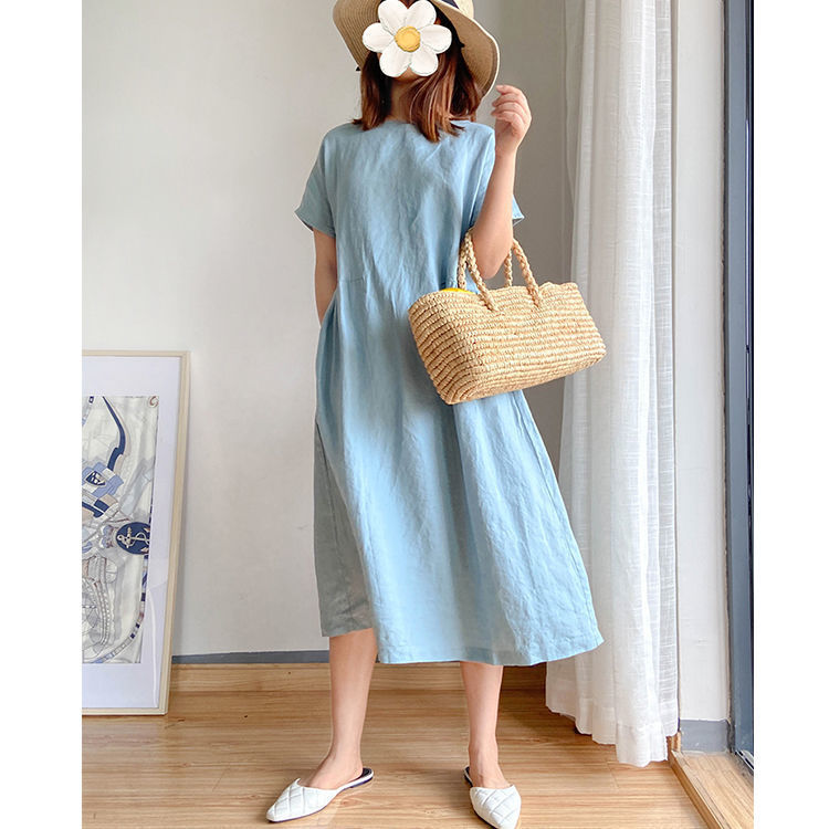 Simple Literary Fan Loose Slim Dress