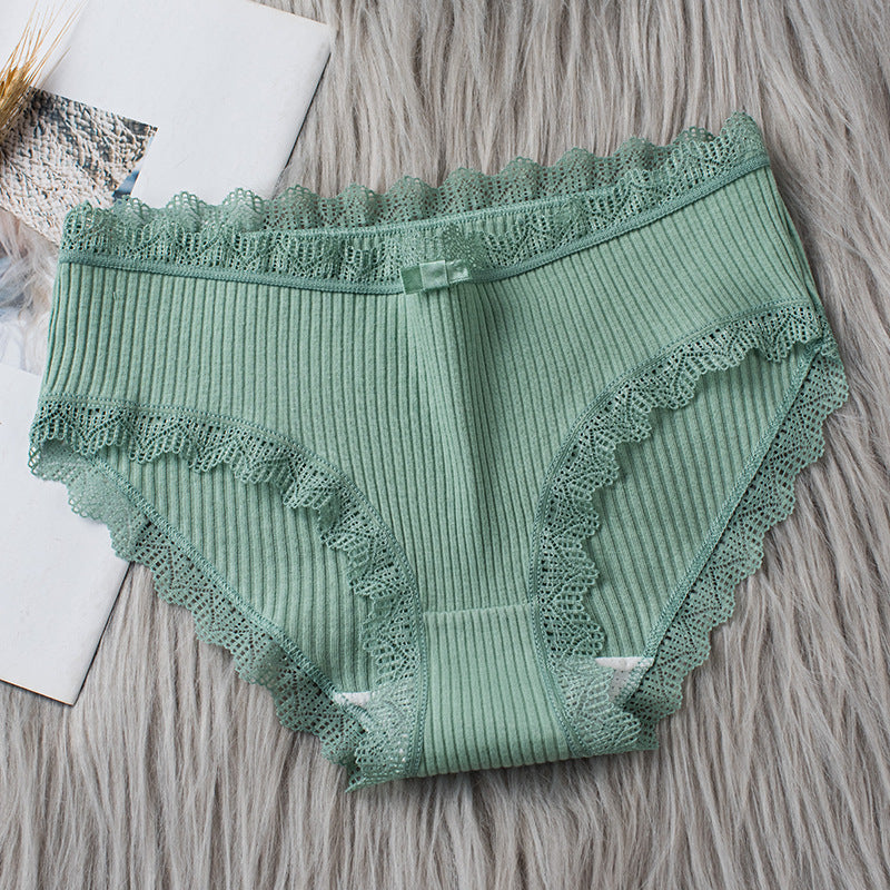 Japanese Mid-waist Lace-trimmed Girl Briefs