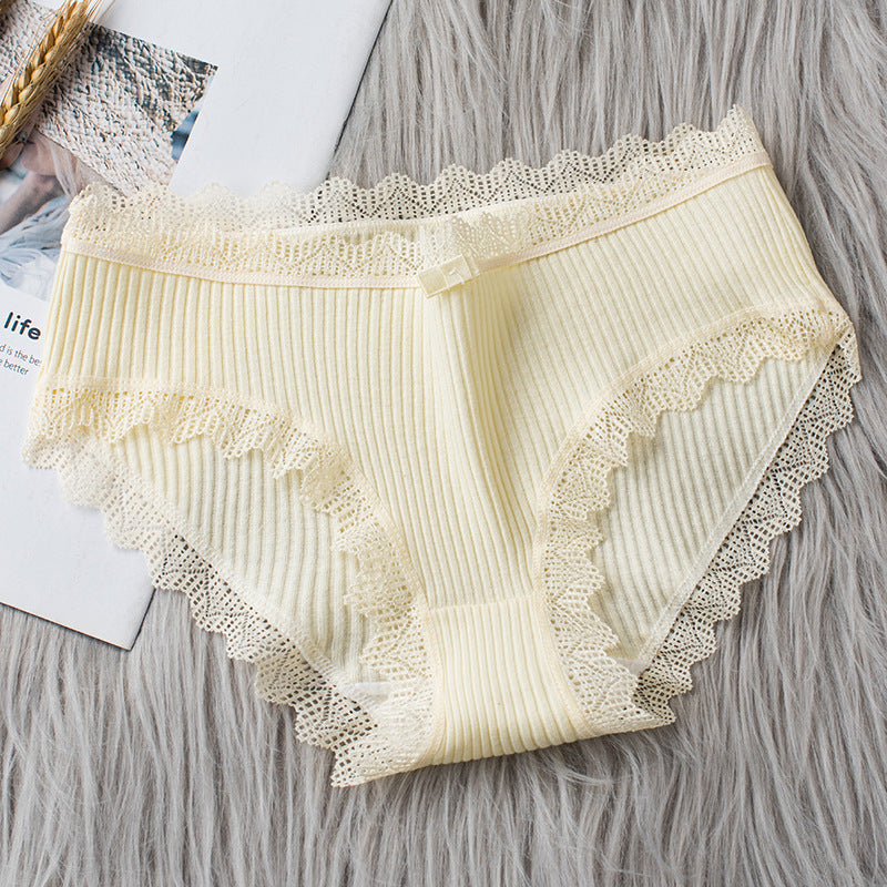 Japanese Mid-waist Lace-trimmed Girl Briefs