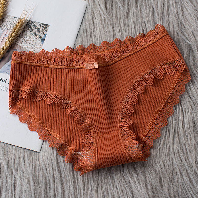 Japanese Mid-waist Lace-trimmed Girl Briefs