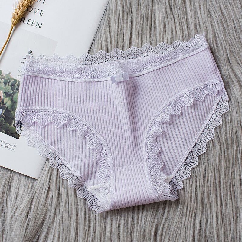 Japanese Mid-waist Lace-trimmed Girl Briefs