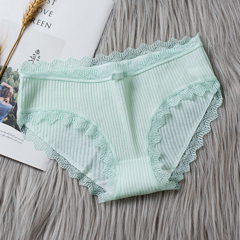 Japanese Mid-waist Lace-trimmed Girl Briefs