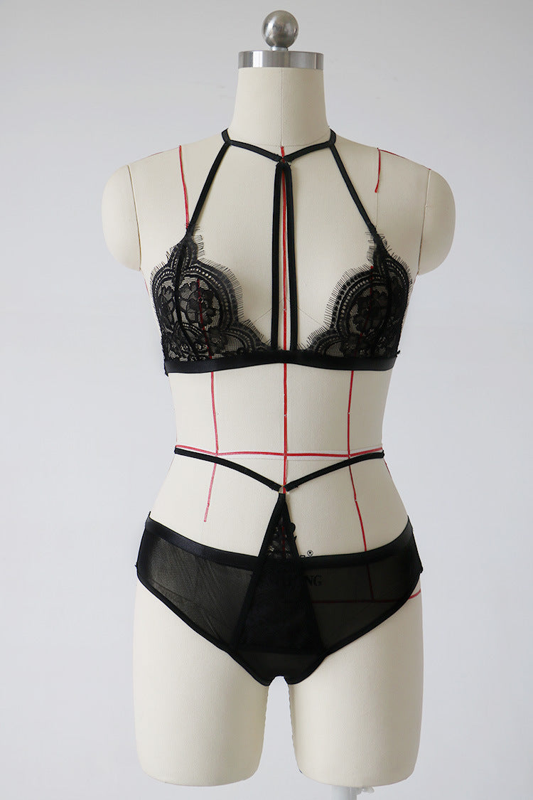 Sexy Lingerie Female Sense Three Point Rope Strap Binding Lace Perspective Suit