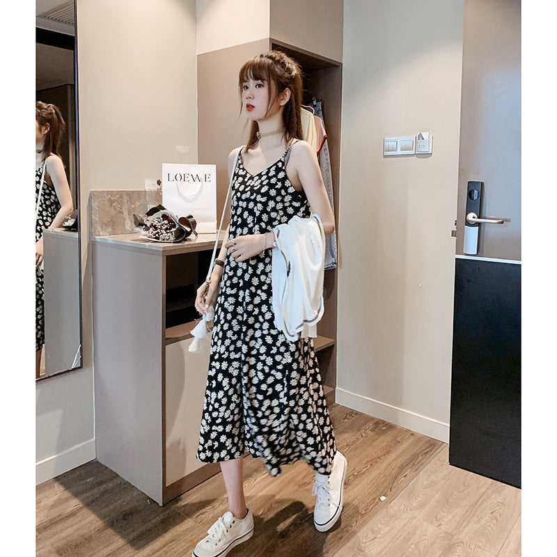 Little Daisy Floral Chiffon Dress Fairy Slim Skirt