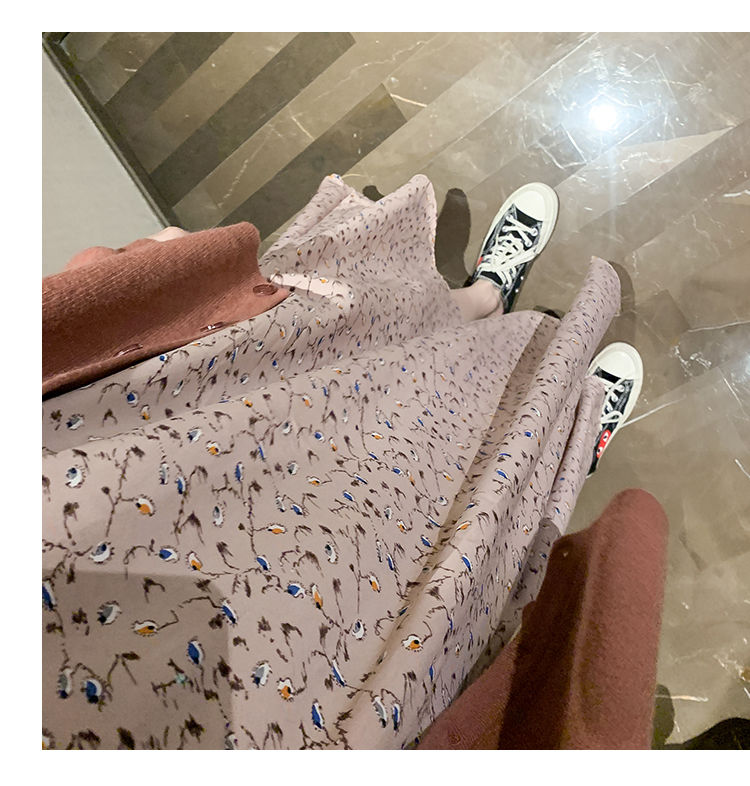 Floral Sling Skirt Female Spring Loose And Thin Mid-Length French Chiffon Dress, Summer Tide